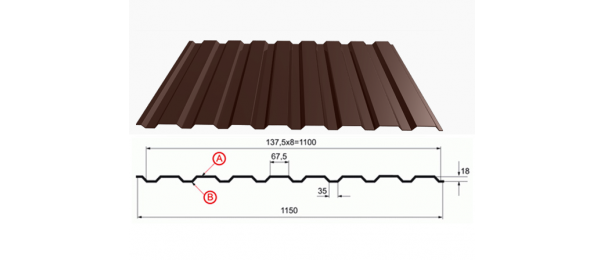 Профнастил коричневый оцинкованный  RAL 8017 С-20 купить недорого в Балашихе