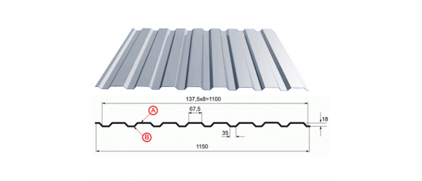 Профнастил оцинкованный С-20 1100x2500 купить недорого в Балашихе